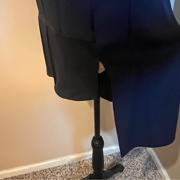 AKRIS Elegant Navy Mulberry Silk Blouse with Black Swarovski Jewel Trim, size 6 - Picture 6 of 13